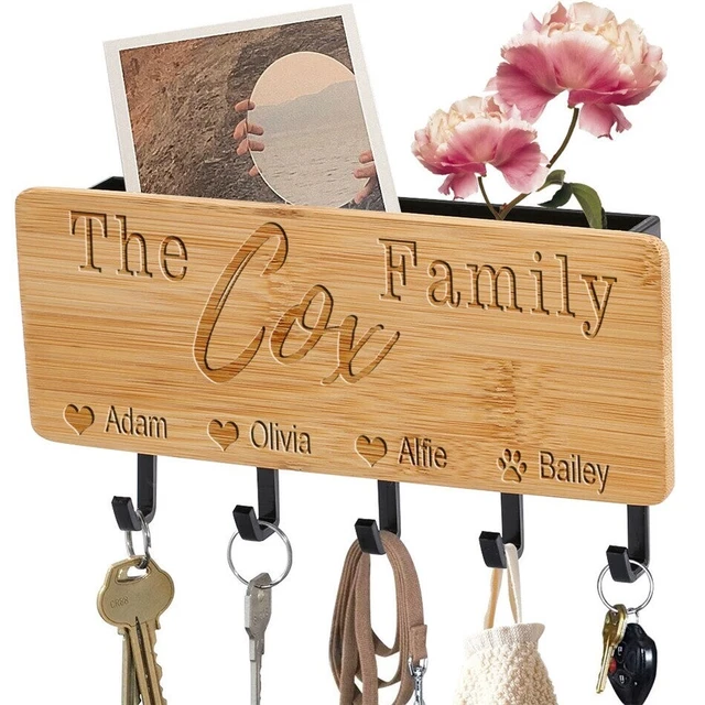 Key Holder Wall Mounted Wooden Key Hook Storage Organiser box House Warming Gift