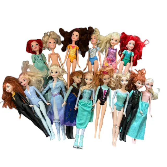 Bundle Of Disney Dolls Job Lot Huge 15 Dolls Elsa Anna Princess Ariel Christmas