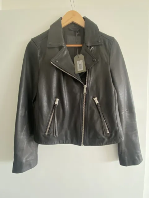 All Saints Dalby Leather Jacket Size 12. Brand New With Tags