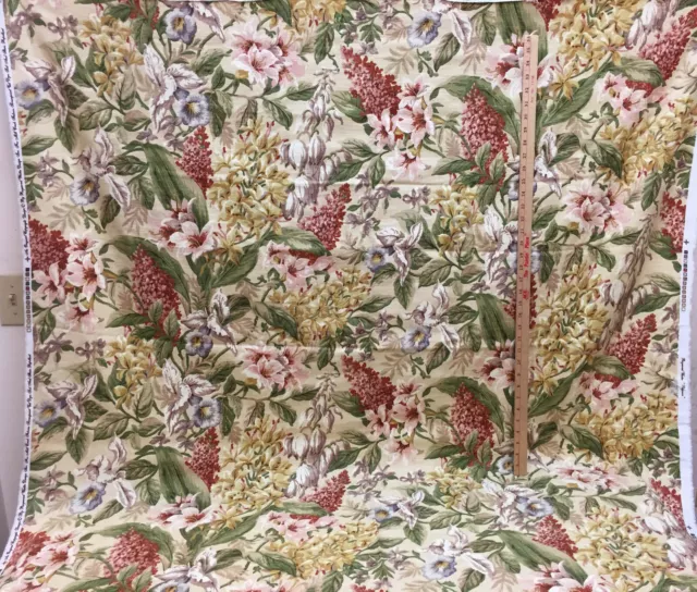 Fabric Mill Creek Raymond Waites " Polynsia " Pattern Large Floral on Tan 108" 3