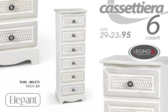 Cassettiera Slim Bianca A 3 Cassetti Mobile Per Bagno Cucina Ufficio