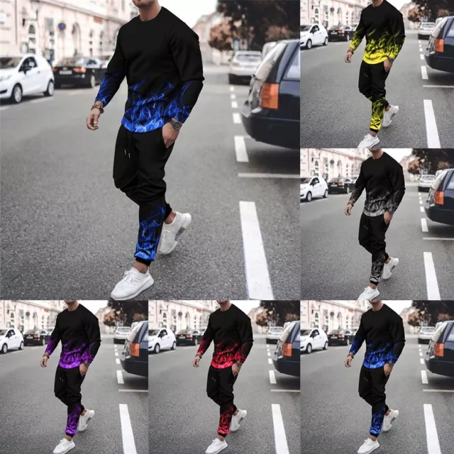 Tuta da Uomo Top + Pantaloni Autunno Abbigliamento Comodo Abiti IN Poliestere