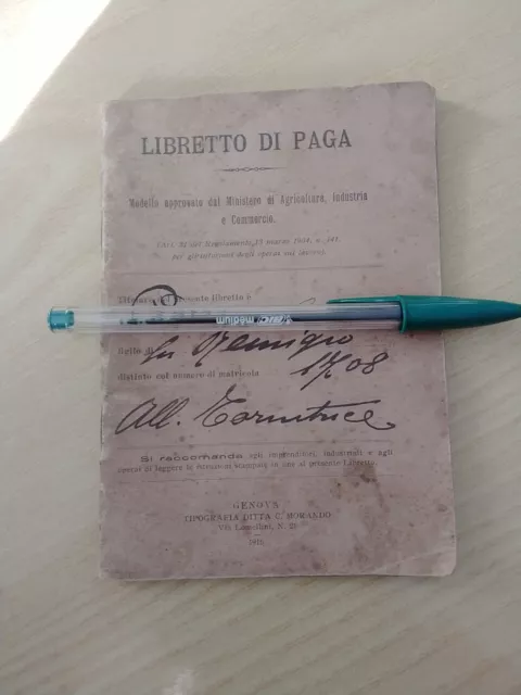 Genova,Epoca,Libretto Di Paga,Allieva Tornitrice