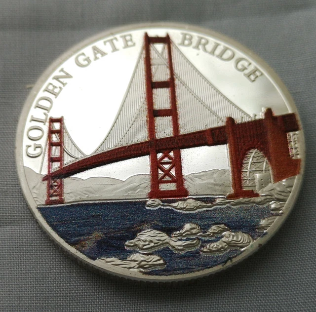 GOLDEN GATE BRIDGE Silver Coin San Francisco Alcatraz Jail House Fields