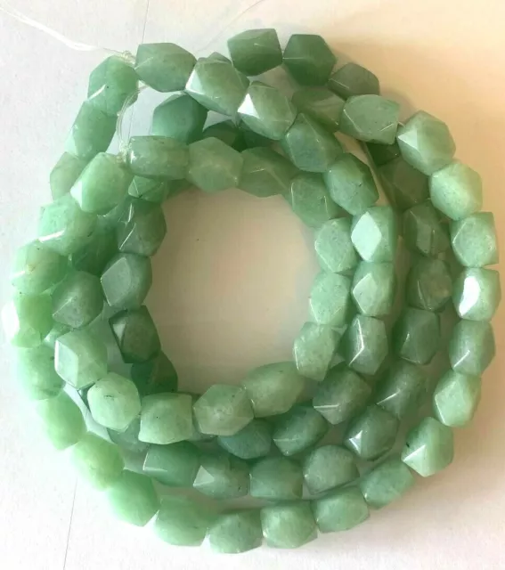 2 16" Strands Genuine Faceted Nugget Style Aventurine - 10x7mm Stone Beads