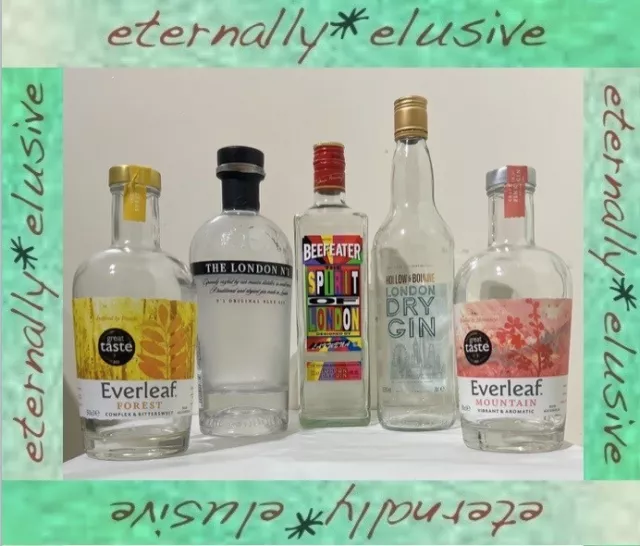 Job Lot 5x EMPTY BEEFEATER Ltd Edition EVERLEAF Gin Glass Bottles UpCycle Crafts