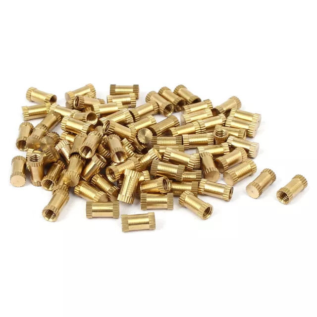 M4X10mm Dia Extérieur 5.3mm Insert Fileté En Laiton Moleté Écrou Pouce 100Pcs