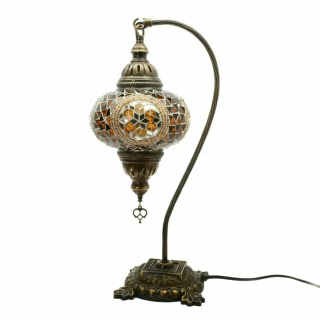 Lampe de table de bureau en mosaïque Marocaine Turque, col de cygne multicolore