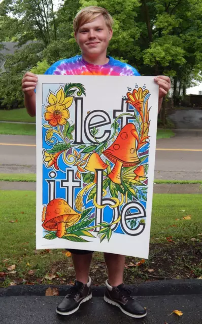 Very Rare NOS Vintage 1971 Let it Be Hippy Poster Beatles Peace Love!