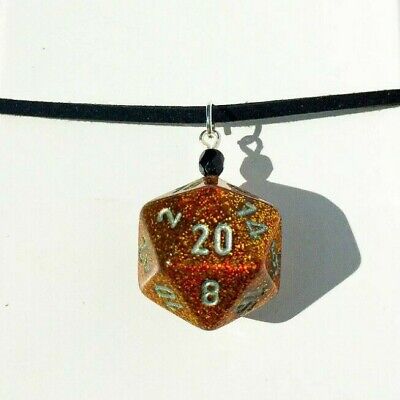 D20 Glitter Cobre Pingente Dados Chessex Dnd Dungeons And Dragons Colar Rpg 