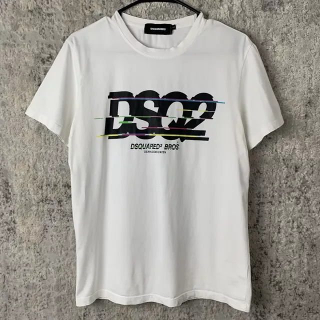 Dsquared2 Shirt Adult Size Large White Crew Short T Shirt Sleeve Mens