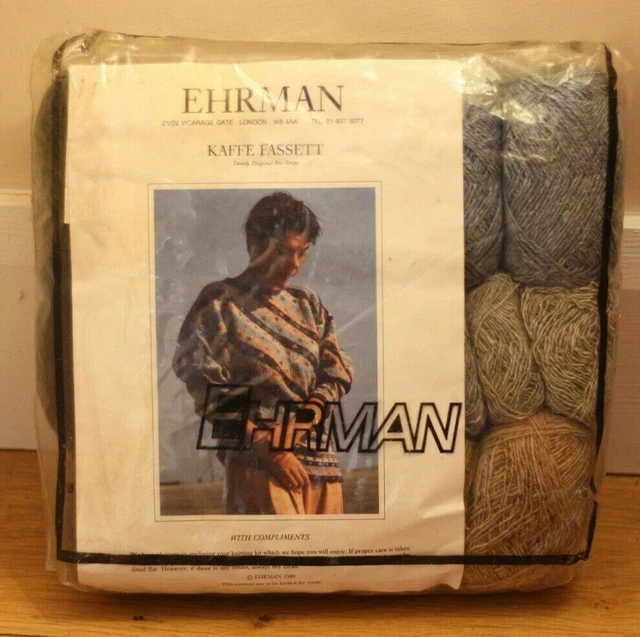 EHRMAN KNITTING KIT KAFFE FASSETT rare VINTAGE Tweedy Diagonal Stripe