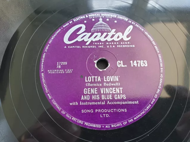Gene Vincent - Lotta Lovin' 1957 Uk 78 Rpm 10" Schellackplatte Ex