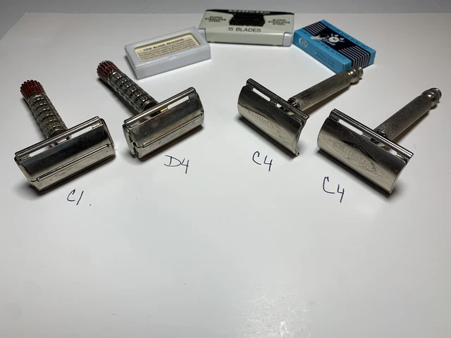 Vintage Gillette Razors Mixed Lot Of 4.  C1, D4, C4, and C4