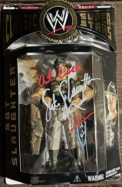 wwe wwf ljn classic superstars series 2 sgt. slaughter wrestling figure Signed