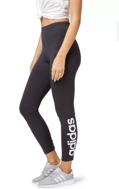 Ladies Adidas Logo Linear Tights For Gym, Yoga, Exercise, Navy Or Black