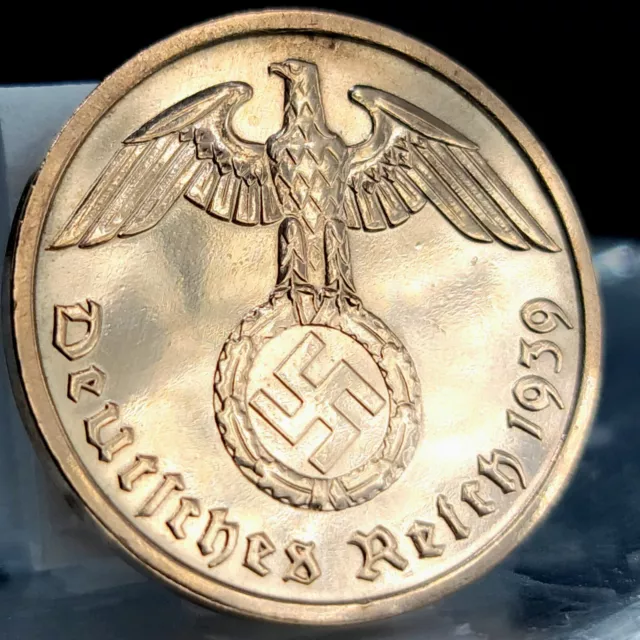 Nazi Germany *Beautiful* Genuine Third Reich WW2 2 Reichspfennig (Pfennig) Coin