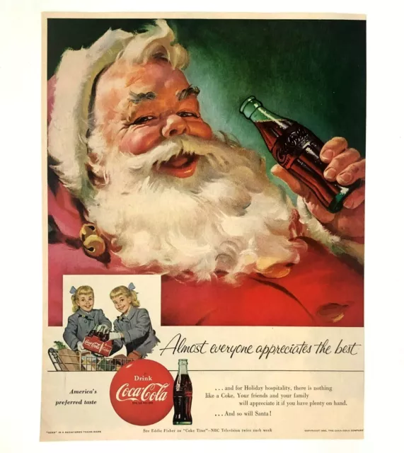 1955 Coca Cola Christmas Advertisement Santa Claus Appreciates Coke Vtg Print AD