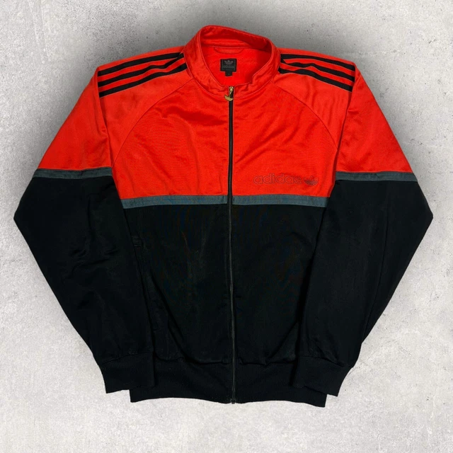 Giacca da pista Adidas Originals trefoil cerniera intera uomo rosso nero