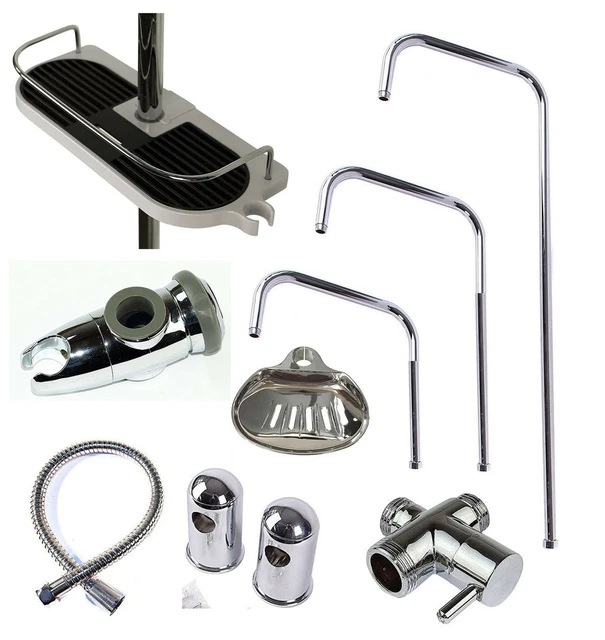 Kit Soffione Doccia + Tubo Flessibile Doccia 1,5M + Staffa Supporto Da Muro Cromato Rotondo 86162636