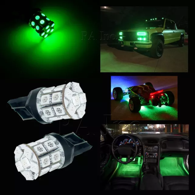 A1 AUTO 2x T20 7443 W21W LED Bulbs Green Bright SMD 3030 Colorful Daytime  Light
