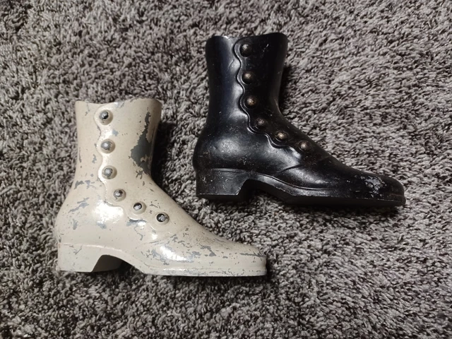 Vintage Cast Iron White & Black Woman’s Boot