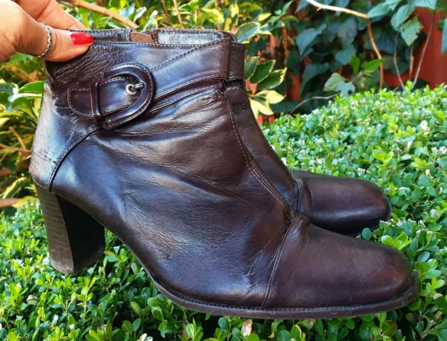 Brown Ankle San Marina Paris Leather Boots Size 40