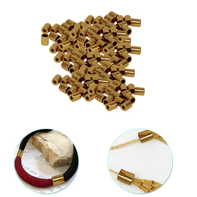 3.5mm Metal Dorado Conmutador Extremo Cuerda Tapón Cuentas Tubulares Cilíndricos