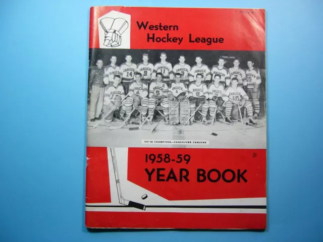 1958/59 Vancouver Canucks Western Hockey League Champions Whl Year Book Guide