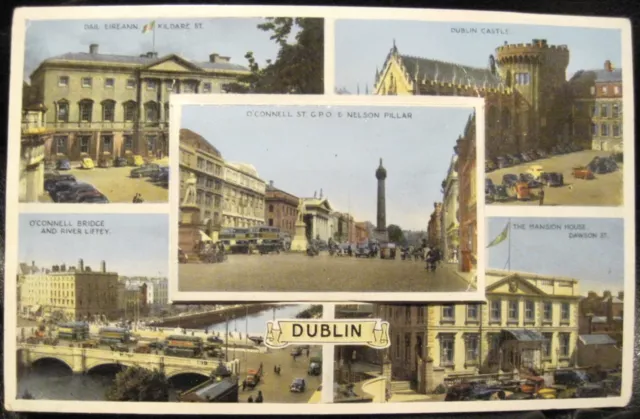 Irish Foldout Postcard DUBLIN Ireland Multiview Novelty 12 Views GPO Dennis Ltd
