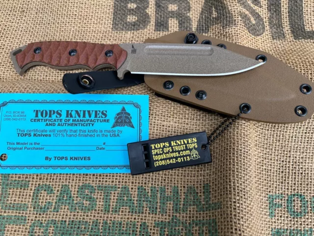 TOPS Knives M-PAT Tan Canvas Micarta Outdoormesser. 02TP210