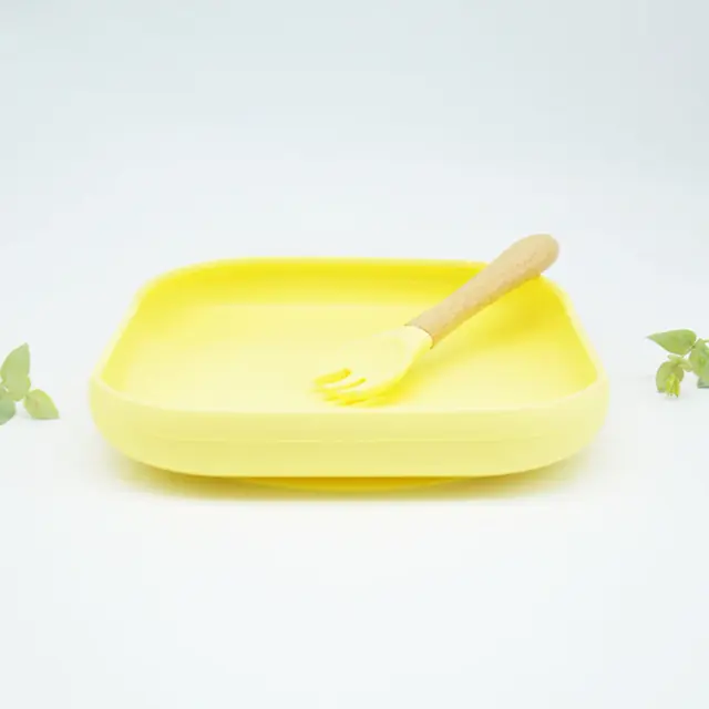 Baby Suction Plate Set with Fork - Lemon
