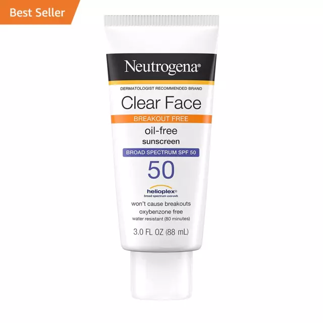 Protector solar de loción líquida facial transparente para piel propensa al acné, amplio espectro FPS 50 UV