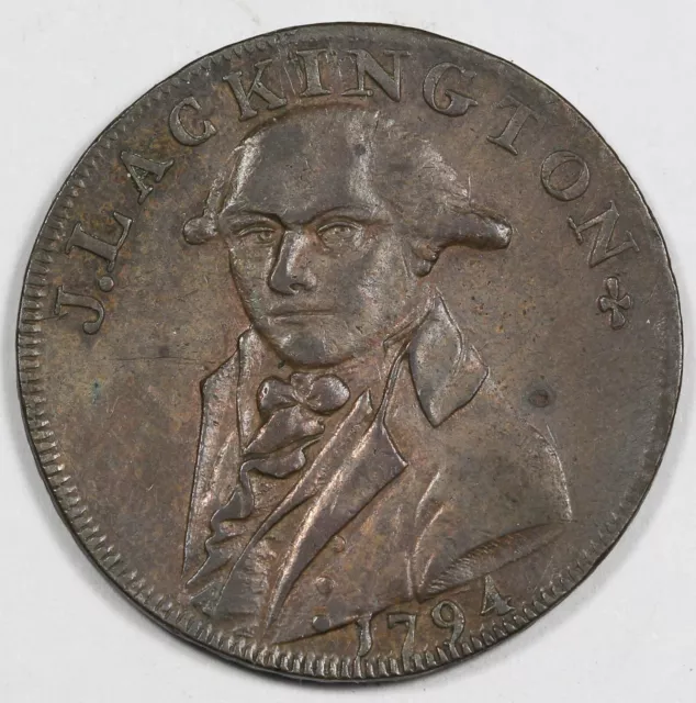 Great Britain 1794 CONDER COPPER HALFPENNY XF/AU J. LACKINGTON & Co.