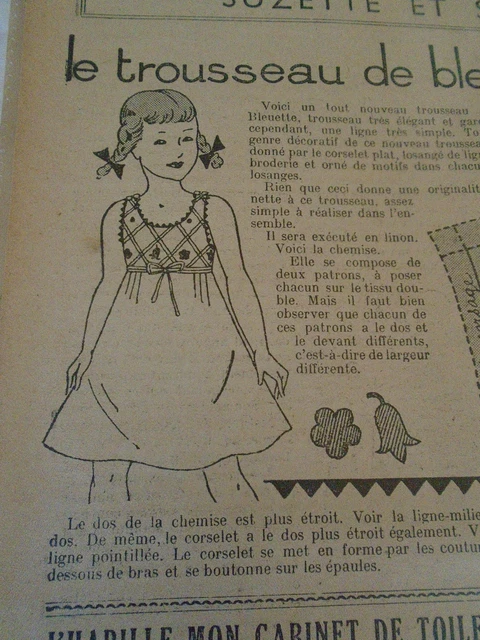 PATRON ORIGINAL POUR LA POUPEE BLEUETTE  CHEMISE DE NUIT KIMONO