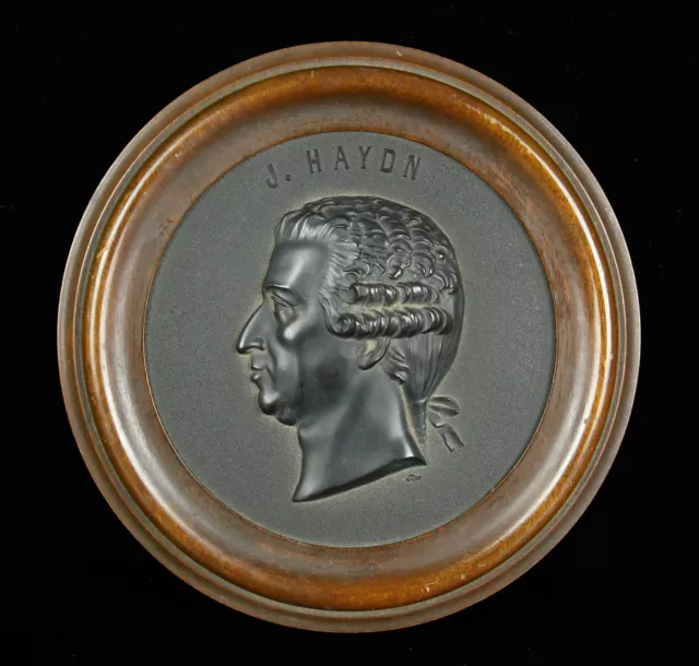 Medallion Franz Joseph Haydn Composer Medal XIX ° 16cm Frame Walnut