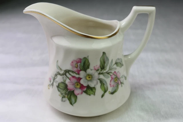 Apple Blossom Syracuse Creamer USA Gold Rim Swirl MINT