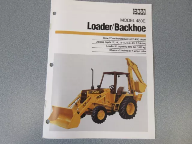 Case 480E Loader Backhoe Sales Brochure 8 Page Good Condition