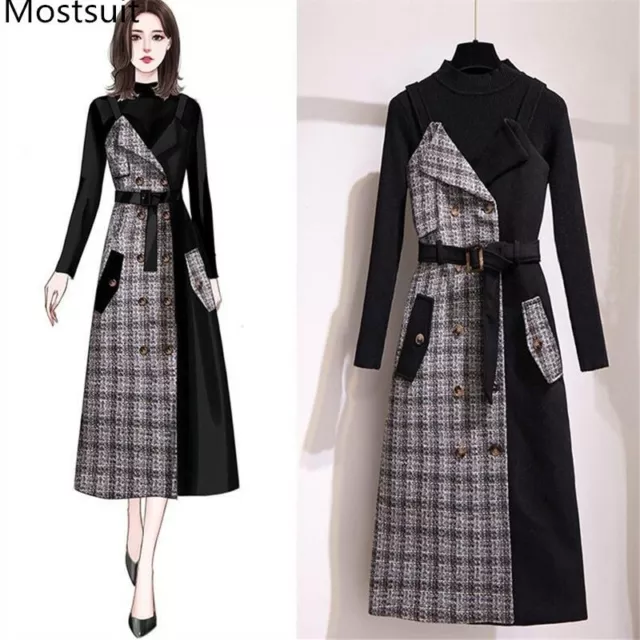 2019 Hiver 2 Pièce Lot Tenues Femmes Black Pull +Color-Blocked