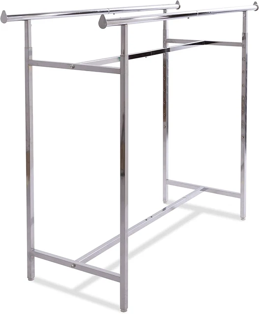 Econoco - Adjustable Double Bar Rectangular Hangrail Rack in Chrome