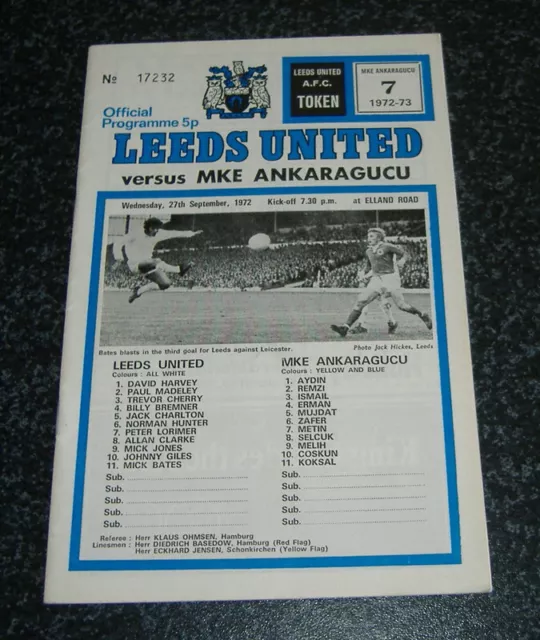Leeds v MKE Ankaragucu 1972/73 - Cup Winners Cup *EXC*