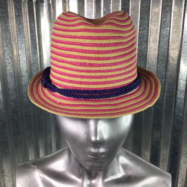 Fedora Hat Peace Of Cake Big Girls Pink Striped Blue Double Head Band One Size