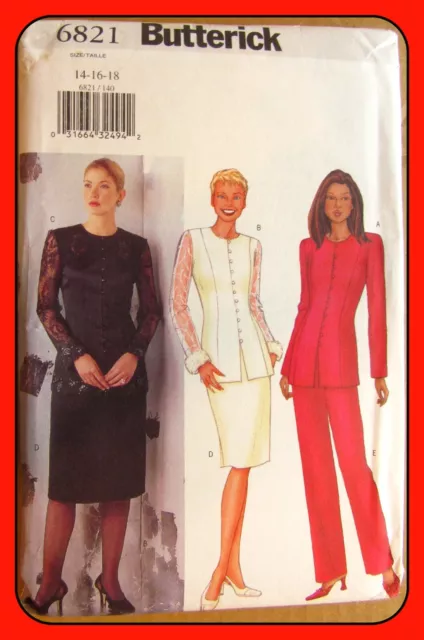 Suit SKIRT Jacket PANTS Misses/Misses Petite Butterick 6821 Sewing Pattern