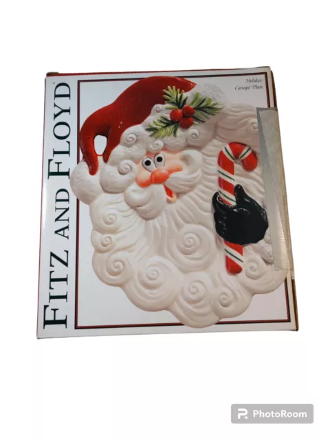 Fitz And Floyd Christmas Santa Clause Canape Snack Plate Holiday 10 Inch