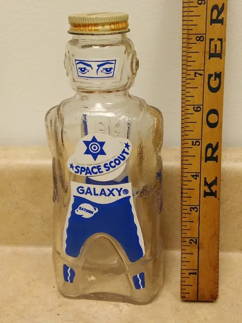 Vintage 1950s Space Scout Blue Galaxy Syrup Glass Bottle Bank