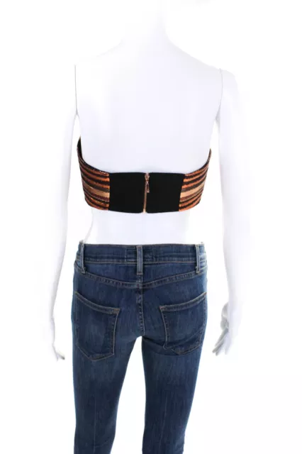 Alice McCall Womens Striped Cropped Top Bronze Orange Size 6 3