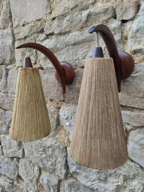 Teak Wood Lamp Mid Century Hanging Lamp pair of 2 home decor
