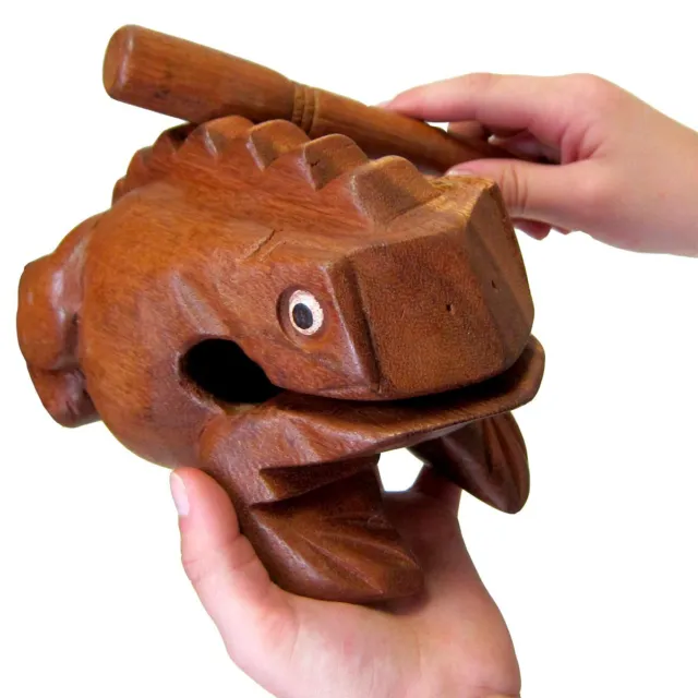 Deluxe Extra-Large 8 Wood Frog Guiro Rasp - Percussion Musical Instrument Tone B