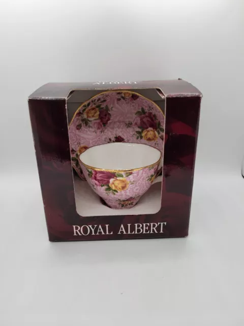 Royal Albert Bone China Old Country Roses Dusky Pink Lace Tea Cup & Saucer NIB