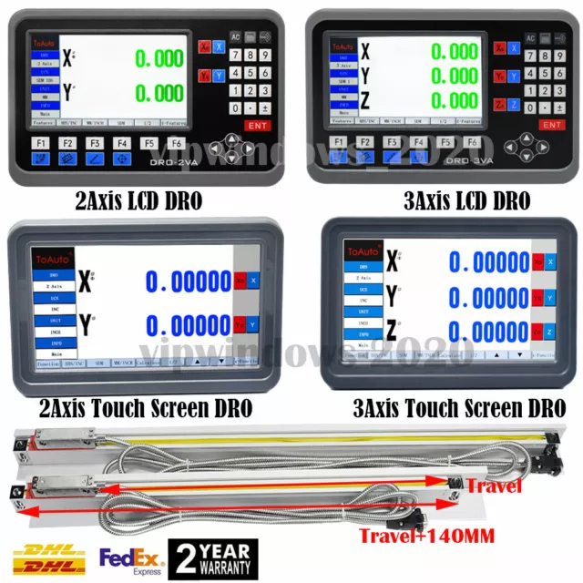 ToAuto LCD Digital Readout DRO Display Linear Scale Glass Sensor 100-2000MM, DHL